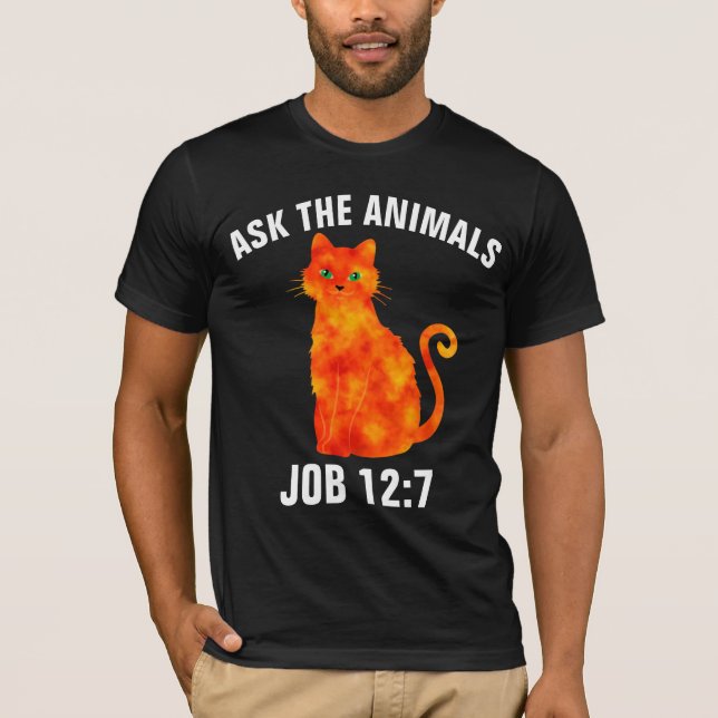 DEMANDEZ AUX ANIMAUX, T-shirts CHRÉTIENS CHAT (Devant)