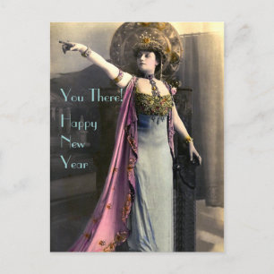 Demanding a Happy New Year Holiday Postcard