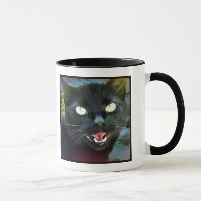 Demanding Black Cat Haiku Mug (Right)