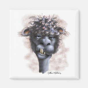 Demented Alpaca Cartoon Magnet