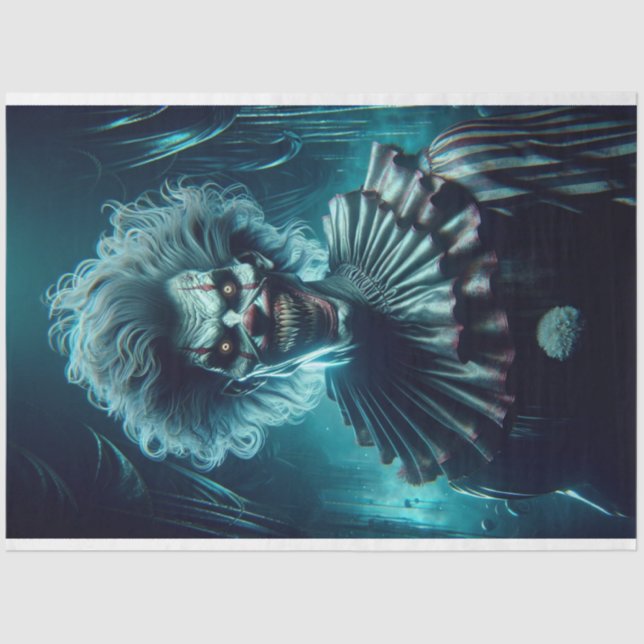 Demented Scary Creepy Clown Decoupage Paper (Front)