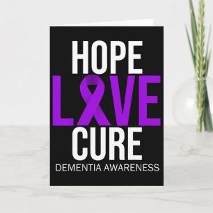 Dementia Awareness Hope Love Cure Purple Ribbon He Card