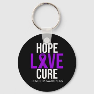 Dementia Awareness Hope Love Cure Purple Ribbon He Keychain