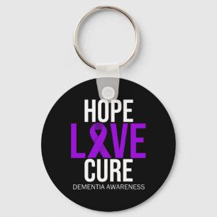 Dementia Awareness Hope Love Cure Purple Ribbon He Keychain