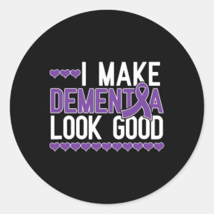 Dementia Look Heimerheimer Warrior Purple Ribbon S Classic Round Sticker