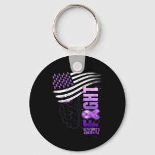 Dementia purple ribbon american flag alzheimer’s keychain