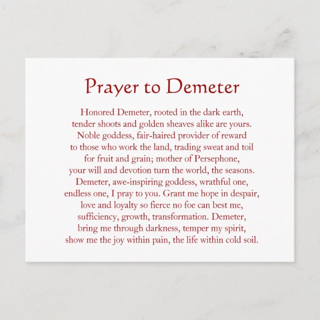 Demeter Keychain Postcard (Front)
