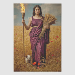 Demeter’s Autumn Vigil – A Sorrowful Portrait Tissue Paper