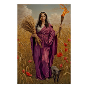 Demeter’s Silent Harvest – A Mournful Portrait Poster