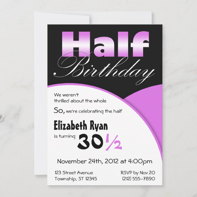 Demi-anniversaire Purple Invitations (Devant)