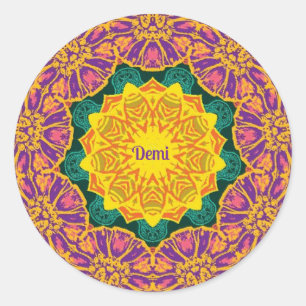 DEMI ~ Bright Christmas Flowers Classic Round Sticker
