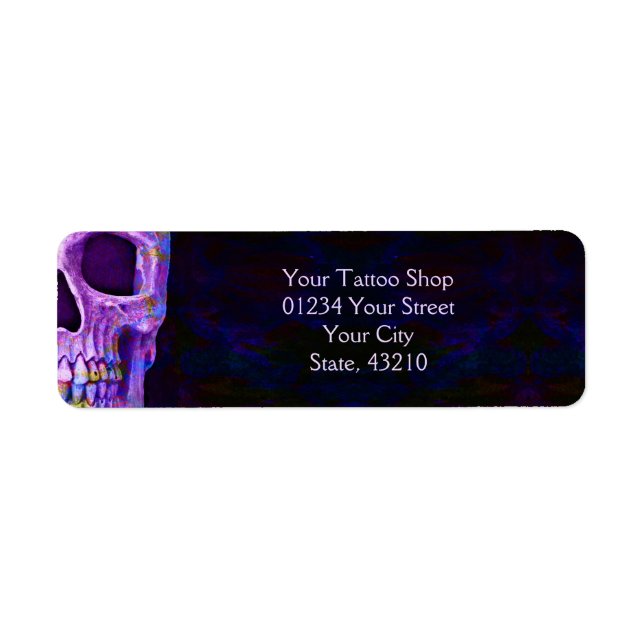 Demi-crâne gothique Visage bleu violet Tatouage Bo (Devant)