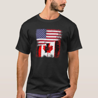 Demi-drapeau canadien T-shirt Vintage Canada États