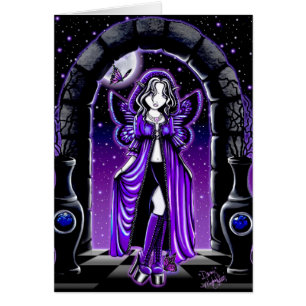 "Demi" Gothic Blue Butterfly Fairy Art Card