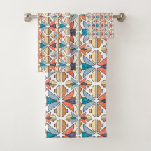 Demi-lunes dans le corail et Turquoise