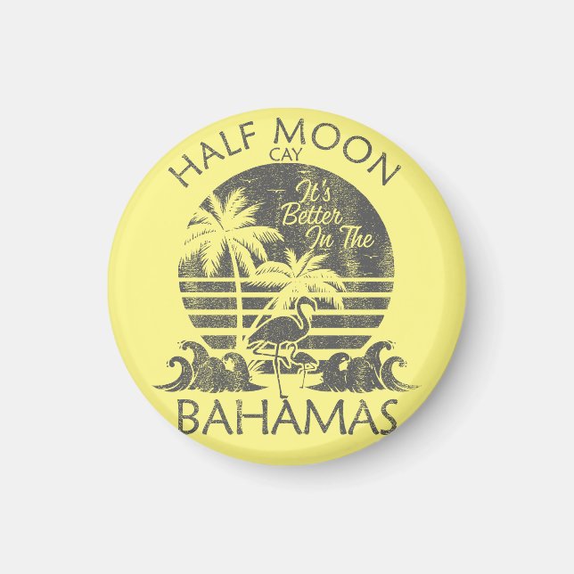 Demi-Moon Cay Bahamas Magnet Vacation Cruise Retro (Devant)