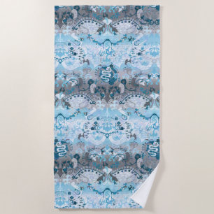 Demiboy Dragon Damask - Stylish Pride Flag Colours Beach Towel