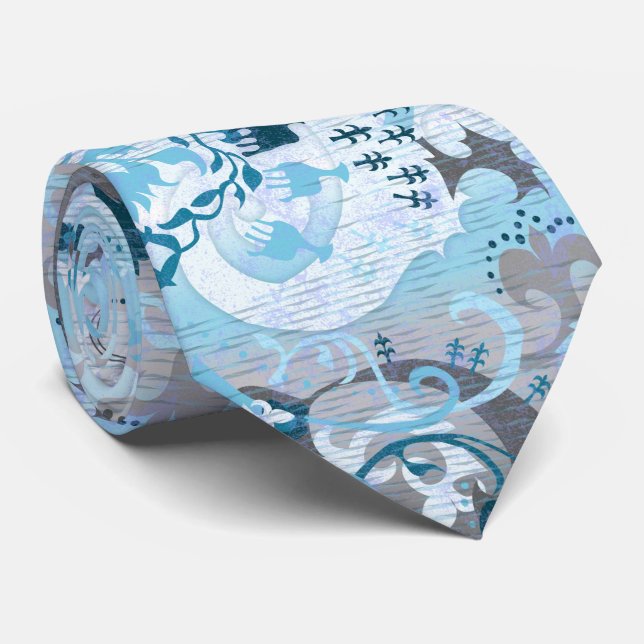 Demiboy Dragon Damask - Stylish Pride Flag Colours Tie (Rolled)