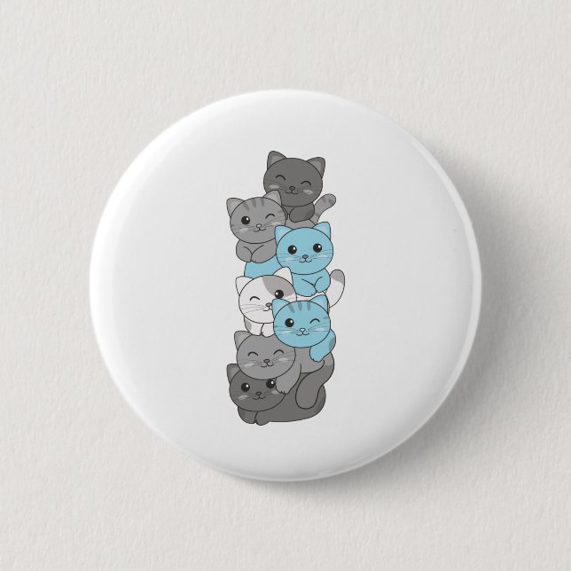 Demiboy Flag Cat Pride Lgbtq Cute Cat 2 Inch Round Button (Front)