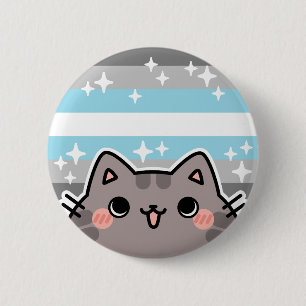 Demiboy LGBT Pride Flag Cat Button