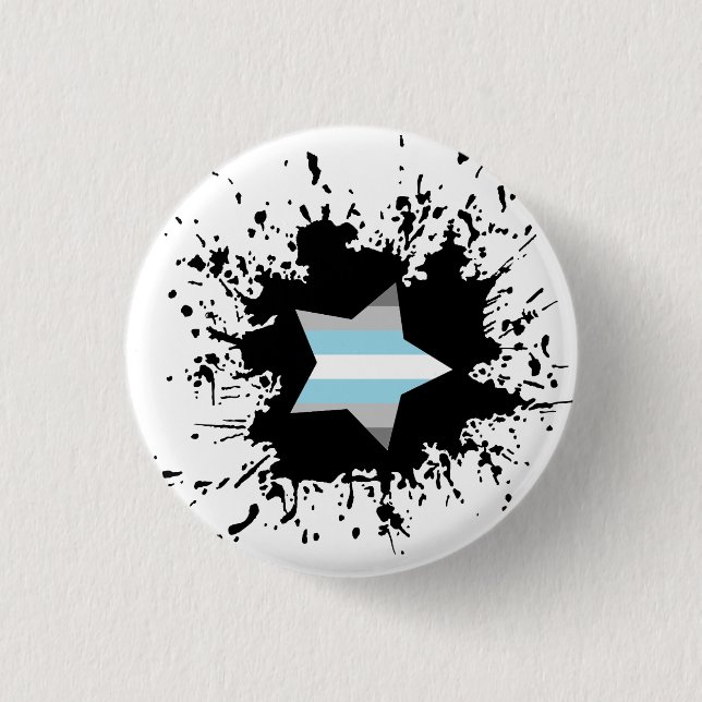 Demiboy Pride Flag Ink Splash Star 1 Inch Round Button (Front)
