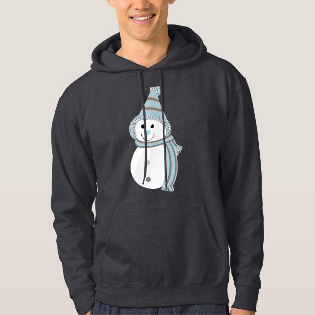 Demiboy Pride Flag Snowman Snowperson Blue Hoodie (Front)