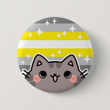 Demigender LGBT Pride Flag Cat Button