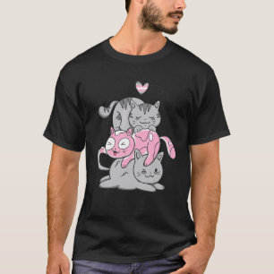 Demigirl Flag Cute Cat Heart Lgbtq Demigirl Pride  T-Shirt