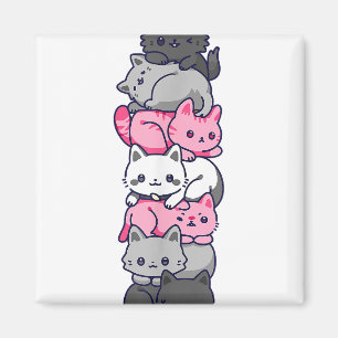 Demigirl Pride Cat LGBT Demi Girl Flag Cute Kawaii Magnet