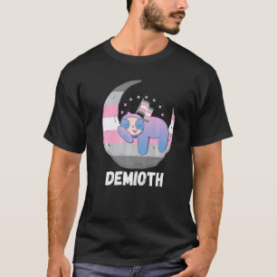 Demigirl Sloth Moon Sleeping LGBT Demigirl Flag De T-Shirt