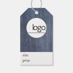 DEMIN BLUE BUSINESS LOGO BRANDED PRODUCT PRICE GIFT TAGS
