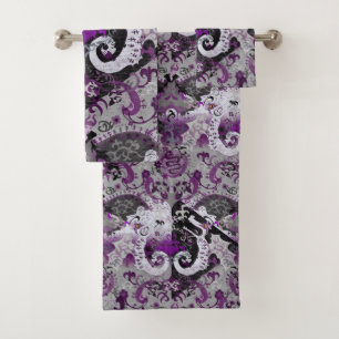 Demisexual Dragon Damask - Pride Flag Colours Bath Towel Set