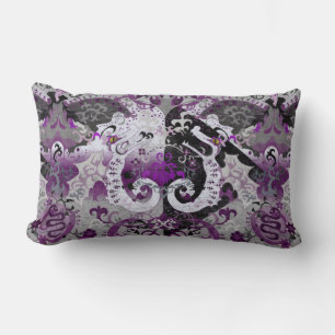 Demisexual Dragon Damask - Pride Flag Colours Lumbar Pillow