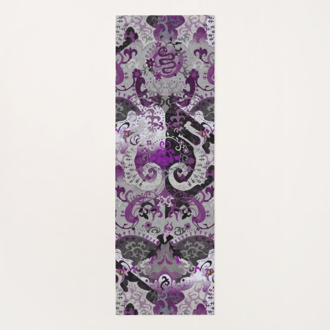 Demisexual Dragon Damask - Pride Flag Colours Yoga Mat (Back)