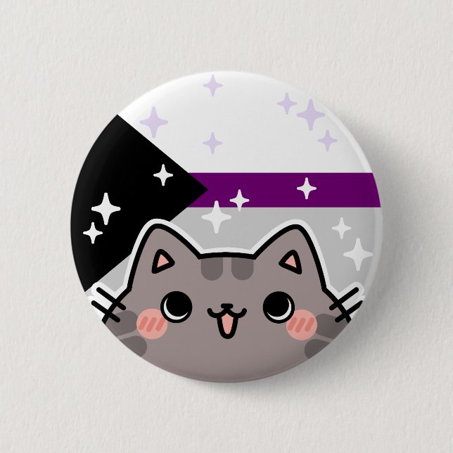 Demisexual LGBT Pride Flag Cat Button (Front)