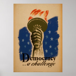 Democracy A Challenge WPA Vintage Poster