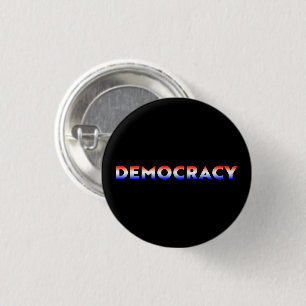 Democracy gradient red white blue patriotic black 1 inch round button