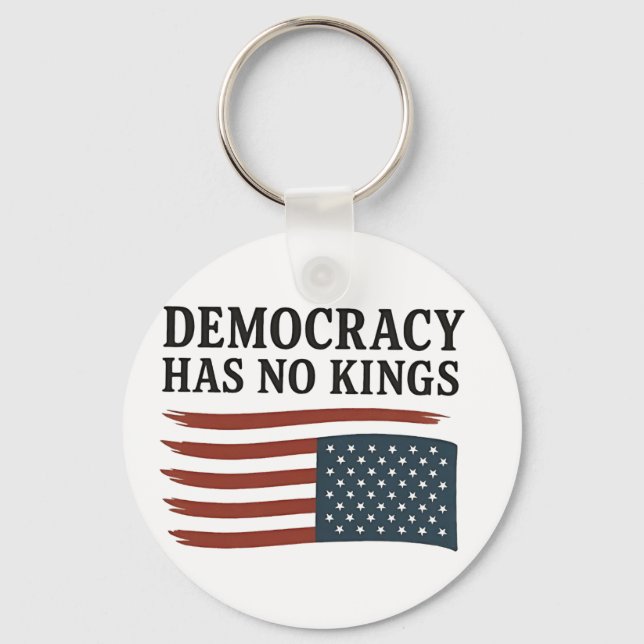 Democracy Has No King Anti Trump USA  Keychain (Front)