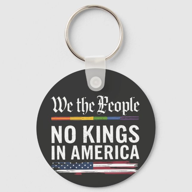 Democracy Has no King Librety Status USA  Keychain (Front)