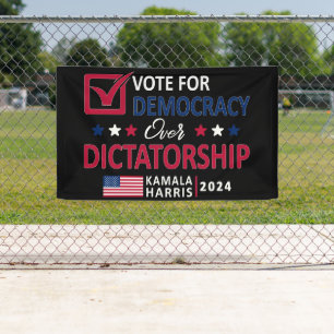 Democracy Over Dictatorship - Vote Harris 2024 Banner
