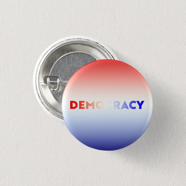 Democracy red white and blue gradient patriotic 1 inch round button (Front & Back)