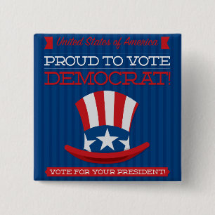 Democrat 2 Inch Square Button