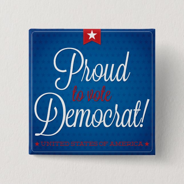 Democrat 2 Inch Square Button (Front)