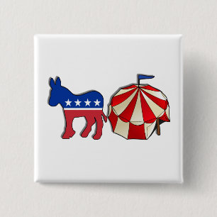 Democrat Circus Donkey 2 Inch Square Button