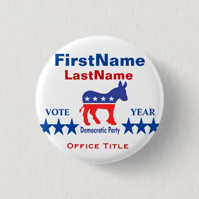 Democrat Custom Campaign Template 1 Inch Round Button (Front)