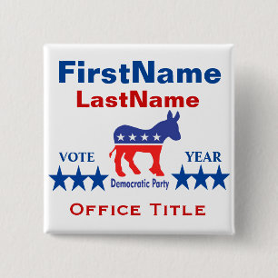 Democrat Custom Campaign Template 2 Inch Square Button