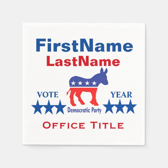 Democrat Custom Campaign Template Napkin (Front)