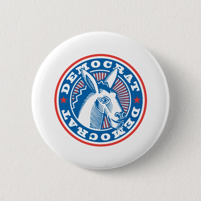 democrat donkey 2 inch round button (Front)