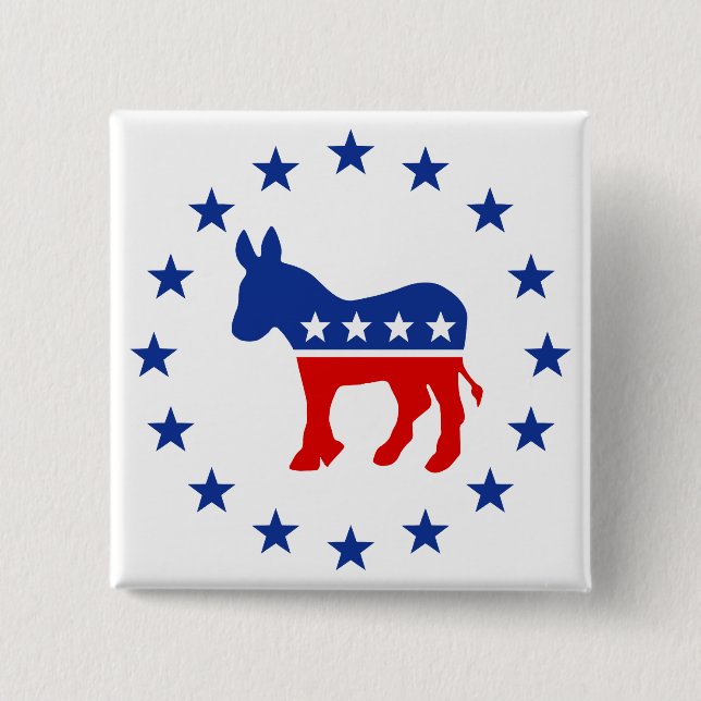 Democrat Donkey 2 Inch Square Button (Front)