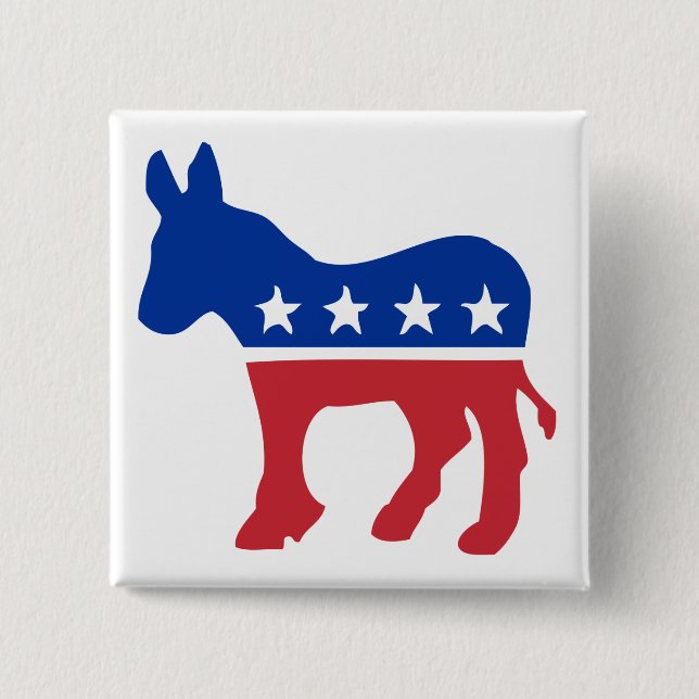 Democrat Donkey 2 Inch Square Button (Front)